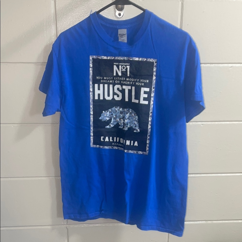 California Republic Blue Short Sleeve Tee with Bold Graphic
